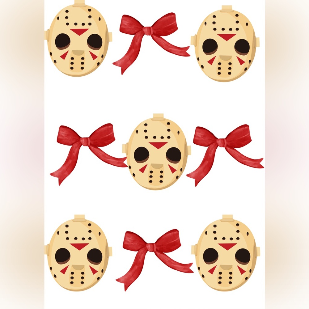 Hockey Mask and Red Bow Pattern digital image